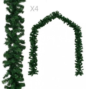 vidaXL 4 db zöld PVC karácsonyi füzér 270 cm