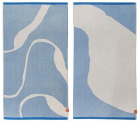 Fehér-kék bio pamut törölköző szett 2 db-os 50x90 cm Nova Arte – Mette Ditmer Denmark