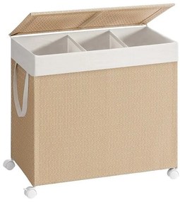 Szennyeskosár 3 rekesszel, 140 literes, levehető béléssel natúr bézs és matt fehér színben