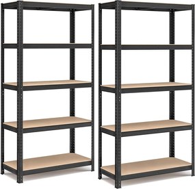 Acél polcrendszer 2 db-os, 180x90x40 cm, fekete