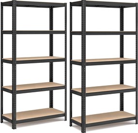 Acél polcrendszer 2 db-os, 180x90x40 cm, fekete