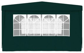 zöld rendezvénysátor oldalfalakkal 4 x 4 m 90 g/m²