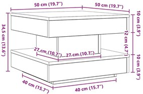 barna tölgy dohányzóasztal 360 fokban forgatható 50x50x34,5 cm