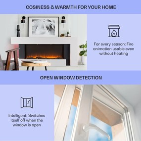 Klarstein Studio Light & Fire 2 Smart, kandalló, 1000/2000 W, MDF, WiFi Control