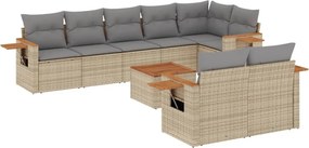 vidaXL 9 részes bézs polyrattan kerti ülőgarnitúra párnákkal