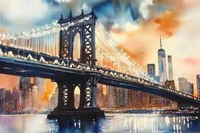 Canvas Város New York Usa Manhattan Híd Nap 60x40