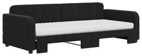 fekete kihúzható bársony heverő matraccal 90 x 200 cm