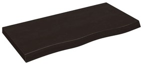 sötétbarna kezelt tömör tölgyfa fali polc 100x50x(2-6) cm