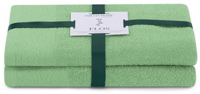 Világoszöld frottír pamut törölköző és fürdőlepedő készlet 2 db-os Flos – Restilo