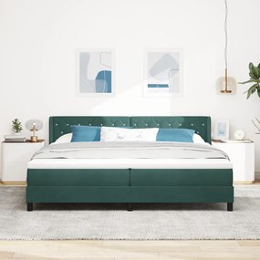 Boxspring Ágy Matrac Kígyó Zöld 200x200 cm Bársony
