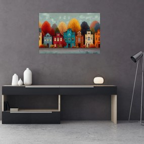 Kép - Festett őszi város (90x60 cm)