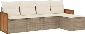 vidaXL 5 részes bézs polyrattan kerti ülőgarnitúra párnákkal