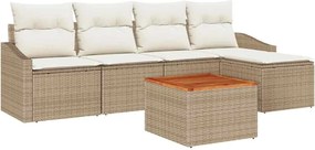 vidaXL Kerti Kanapé Szett tárolóval 6 pcs Beige és krém polirattan