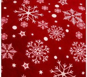 Mikroplüss ágyneműhuzat szett SNOWFALL piros + mikroplüss lepedő SOFT 180x200 cm fehér, franciaágyra