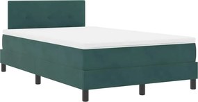 vidaXL LED Box Spring Ágy matracmal Sötétzöld 120 x 190 cm Bársony