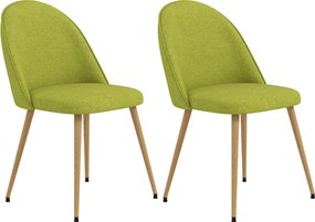 HOMCOM 2 db Étkezőszék Konyha Szék 120 kg Teherbírású Vászon Kárpitozással és Acél Lábakkal, 50x52x83 cm Zöld | Aosom