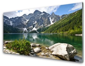 Üvegkép falra Lake hegyek táj 100x50 cm