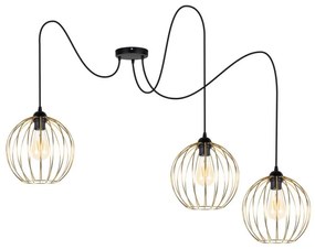 Csillár zsinóron MATT 3xE27/60W/230V pók fekete/arany