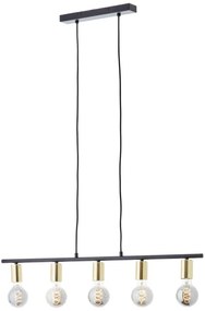 Brilliant - KERRY kábeles csillár 5xE27/40W/230V fekete/sárgaréz