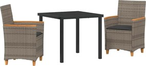 vidaXL Kert étkező szett 3 pcs Szürke polirattan