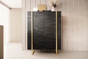 Verica komód 120 cm - szénfekete / arany lábak