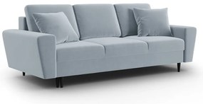 Világoskék bársony kinyitható tárolóhelyes kanapé 235 cm Kyoto – Cosmopolitan Design