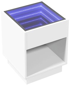 fehér végtelen hatású LED-es dohányzóasztal 40 x 40 x 50 cm