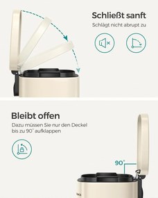 Konyhai szemetes, 30 literes, pedálos, fedeles, homokbézs