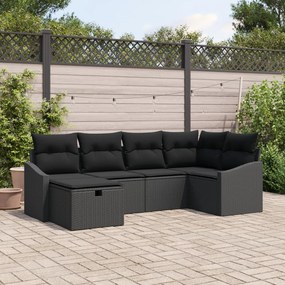 6 darabos Kertibútor szett párnákkal Fekete Poly Rattan