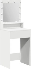 vidaXL Öltözködőasztal tükör lámpákkal Fehér 50 x 41 x 135 cm Faanyag