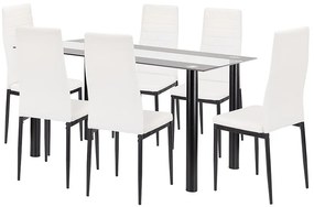 Denton 6+1 étkező garnitúra fehér-fekete