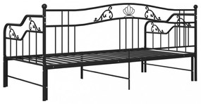 fekete fém kihúzható kanapéágykeret 90 x 200 cm