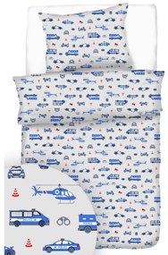 Pamut lepedő Rendőrség TiaHome - 1x Párna 90x70cm, 1x Paplan 140x200cm