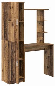 Tárolóval rendelkező íróasztal polcokkal ajtóval 2 pcs Öreg fa