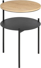 Fekete-natúr színű éjjeliszekrény tölgyfa dekoros asztallappal Tu – noo.ma