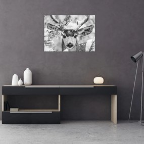 Üveg kép - Szarvasok télen (70x50 cm)