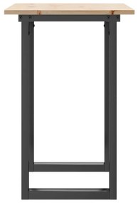 tömör fenyőfa és öntöttvas étkezőasztal O-vázzal 80x50x75 cm