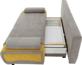 Kinyitható kanapé, szürke-barna/sárga, BOLIVIA