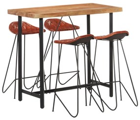 5 részes tömör fa és valódi bőr bárszett