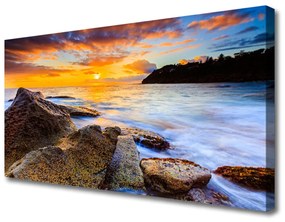 Vászonkép falra Stones-tenger táj 120x60 cm