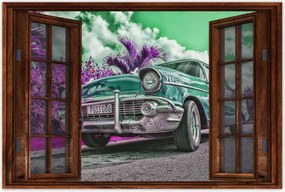 Poszterek 90x60 Klasszikus autó türkizkékben