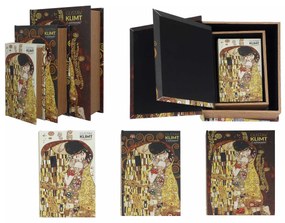 Klimt három részes könyv alakú fa tároló doboz A Csók