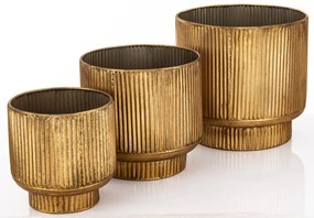 Kaspó szett 3 db-os arany fém 29x30x30 24x25.5x25.5 20.5x20x20cm