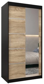 Ruhásszekrény 120 cm tükörrel Verika 2 120 (fekete + szonoma tölgy). 1064192