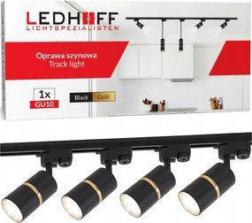 Sínkábel szett díszléc 1m 4x reflektor GU10 Fekete arany Led Spot lámpa