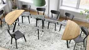 Mazzoni VITO Anyagminta Arany Tölgy/fekete lábak - LOFT/IPARI STÍLUSÚ 310 cm-re BŐVÍTHETŐ NAGY KEREK ASZTAL Ø110 Y LÁBAKKAL