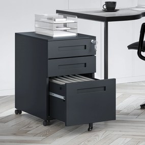 KATE görgős konténer íróasztal alá – 390 x 600 x 500 mm, antracit színű