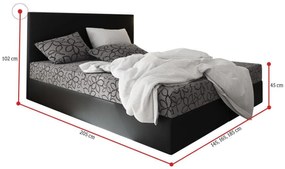 ELONA kárpitozott boxspring ágy, 140x200, flowes 83/sioux fekete