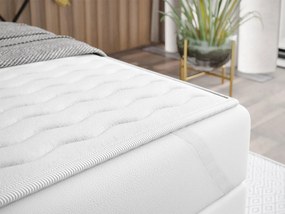 Boxspring franciaágy LED világítással 180x200 GALWAY - fekete ökobőr + INGYENES topper