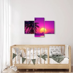 Kép - Lila naplemente pálmafával (90x60 cm)